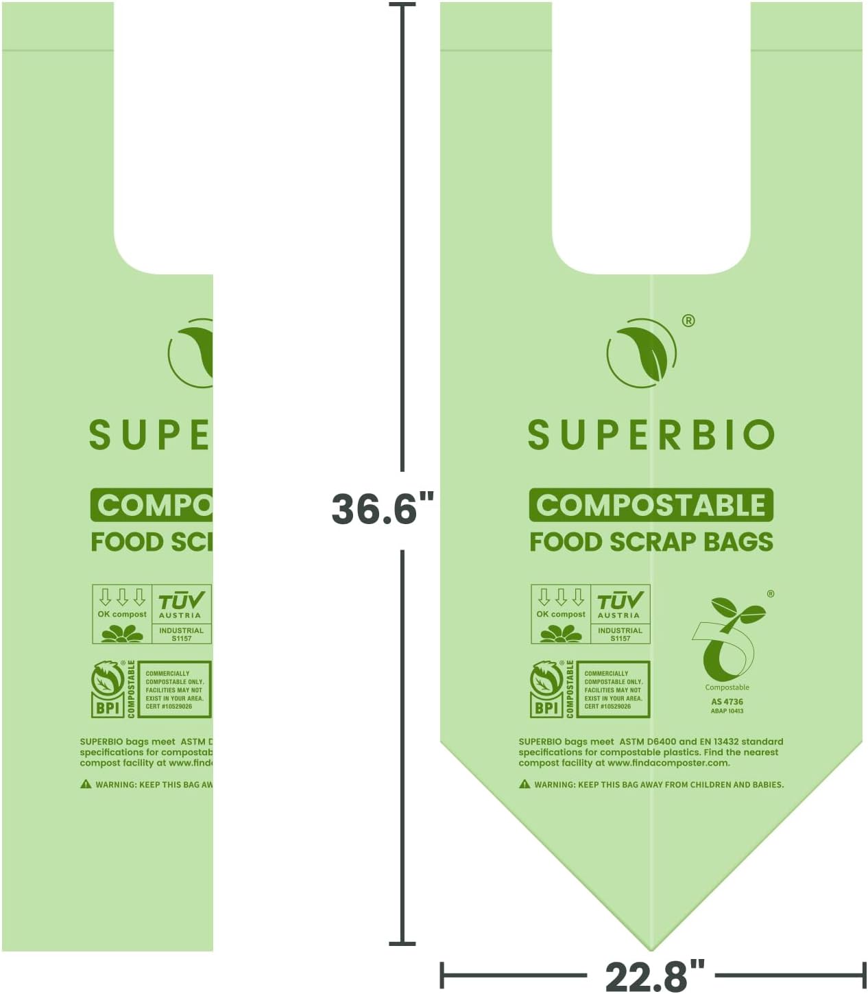 Compostable Tall Kitchen Bags, 13 Gallon