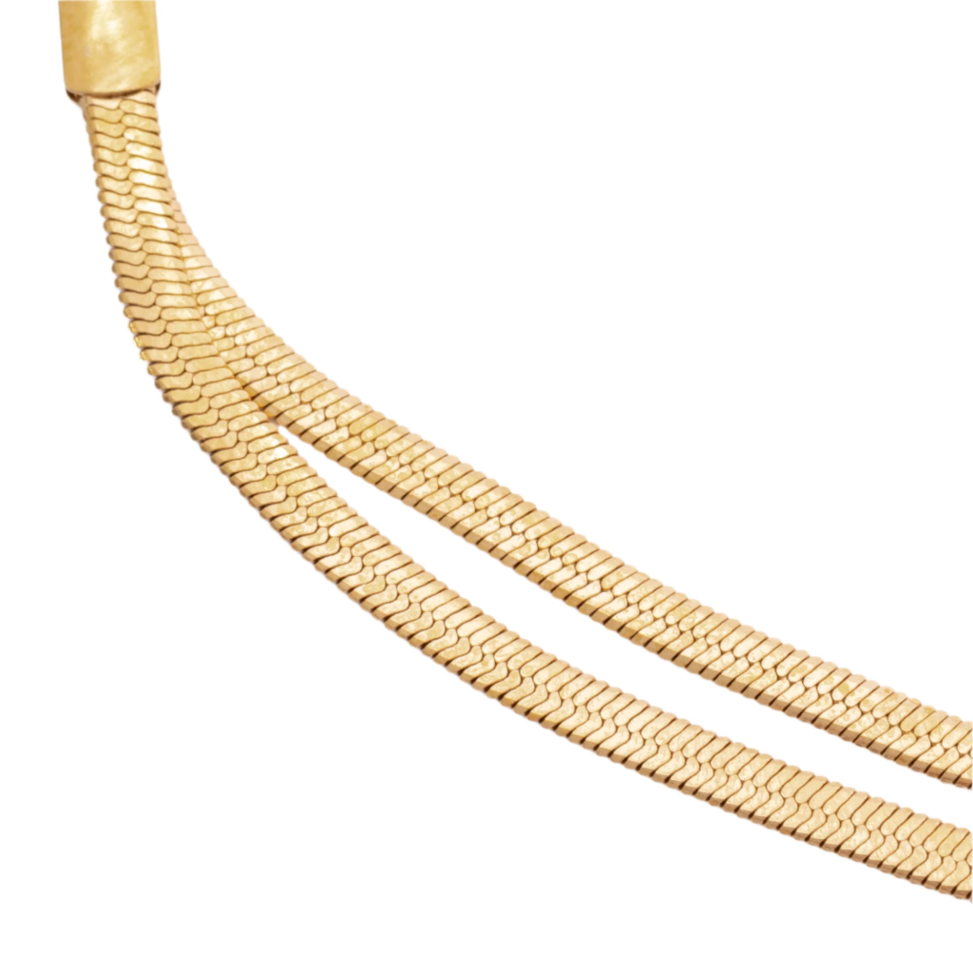 A sleek double strand recycled gold chain bracelet, polished and water-resistant, designed for those who value style and sustainability.