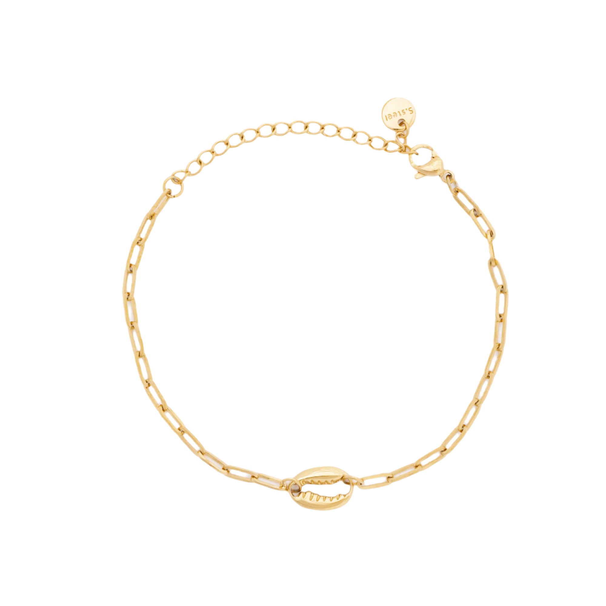 A delicate recycled 14K gold chain bracelet featuring a malachite sea glass charm, designed for ocean lovers who want style and sustainability. Hand polished and water-resistant, perfect for everyday wear and water adventures.