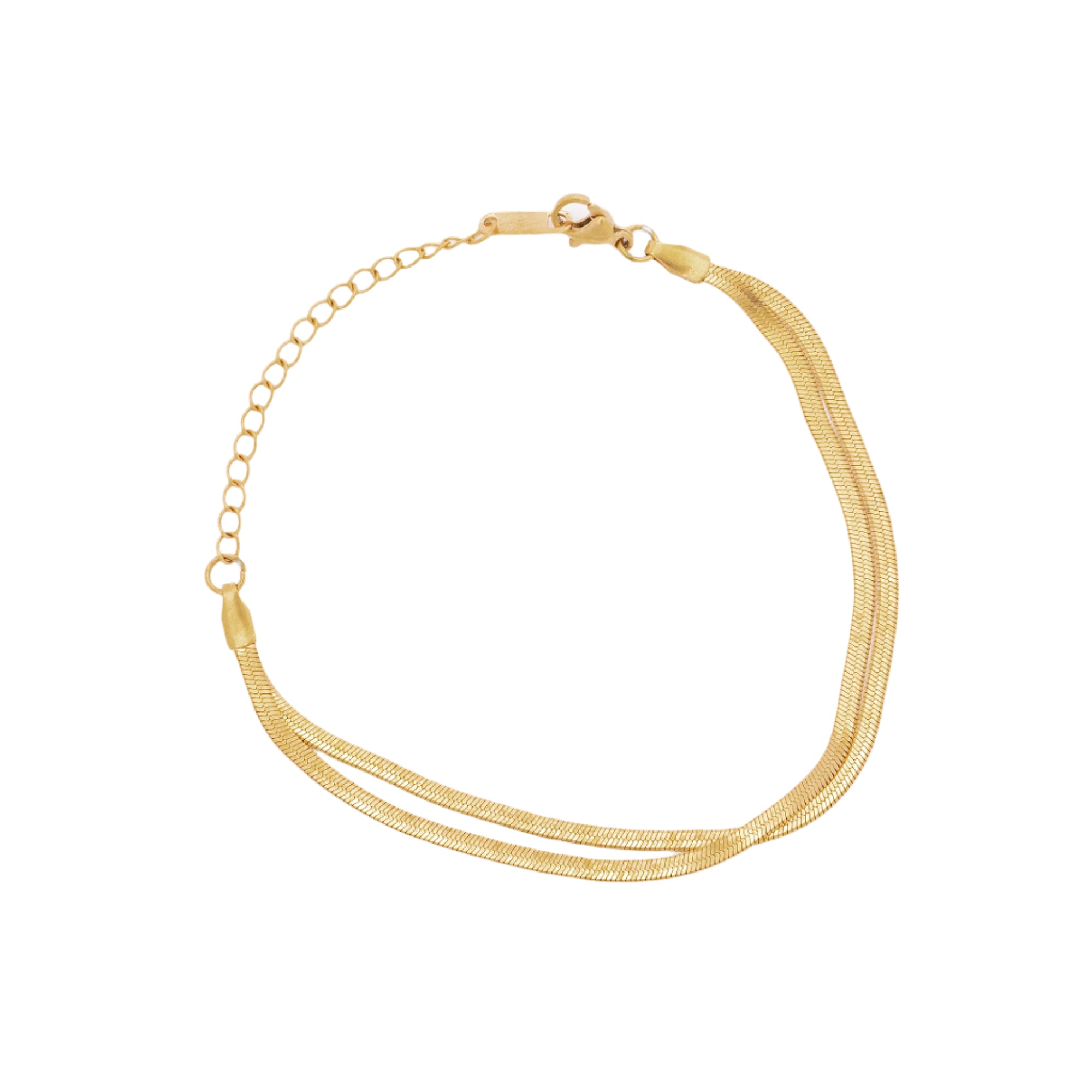 Lightweight and eco-conscious, this recycled gold double strand bracelet with lobster clasp closure is perfect for layering or wearing solo with ease.