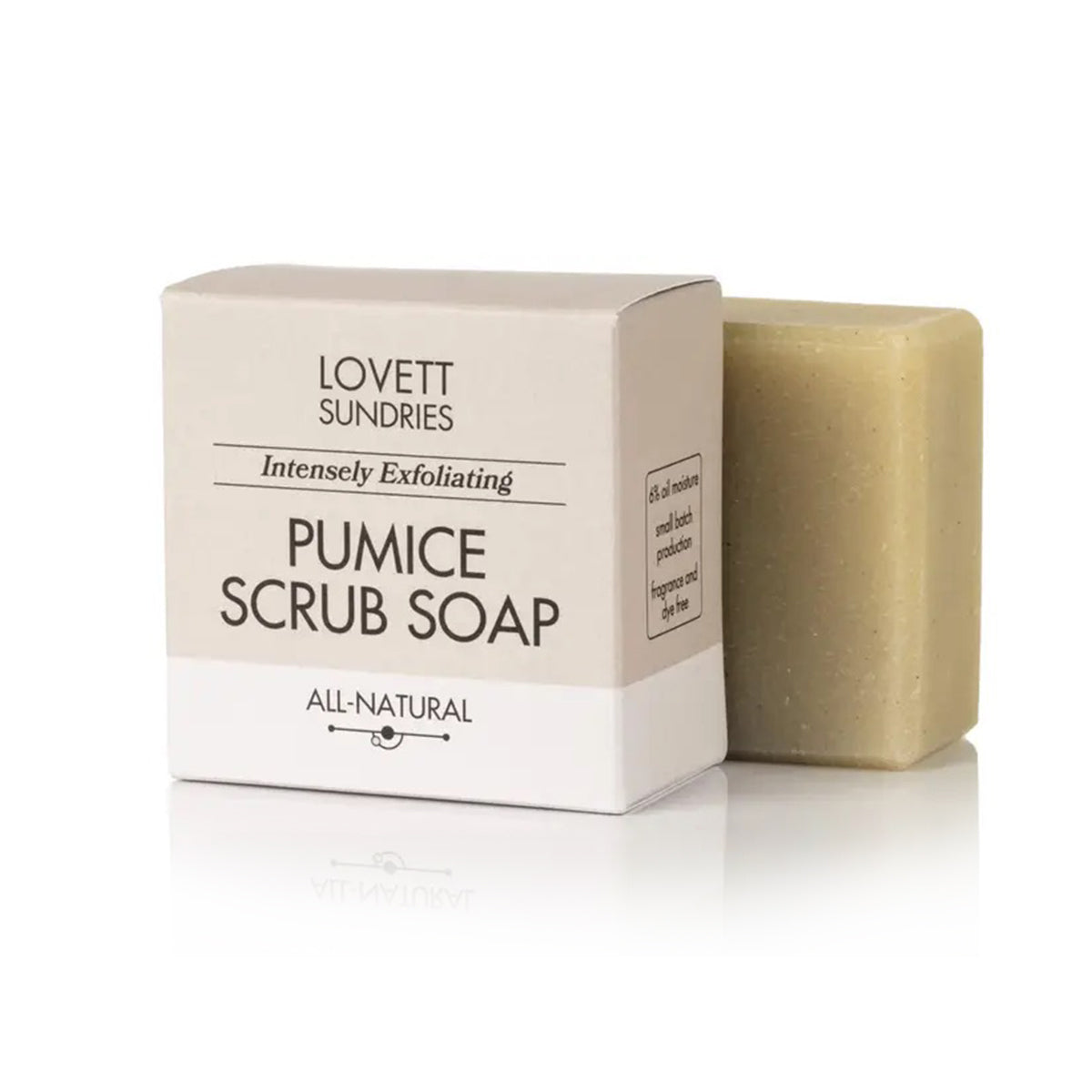 Pumice scrub soap with packaging on a white background