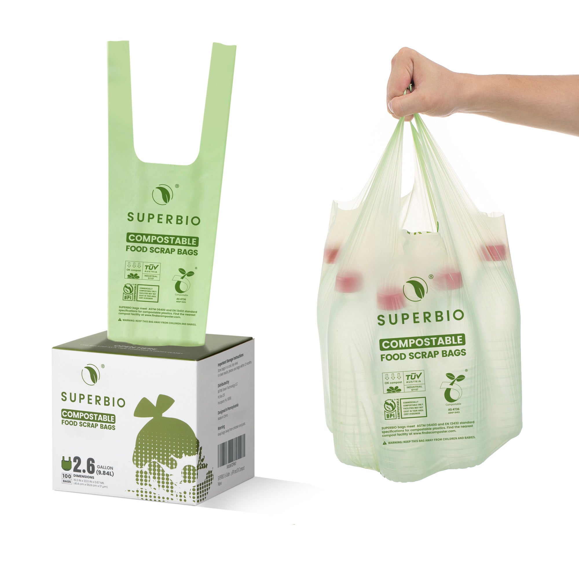 Compostable Garbage Bags, 2.6 Gallon