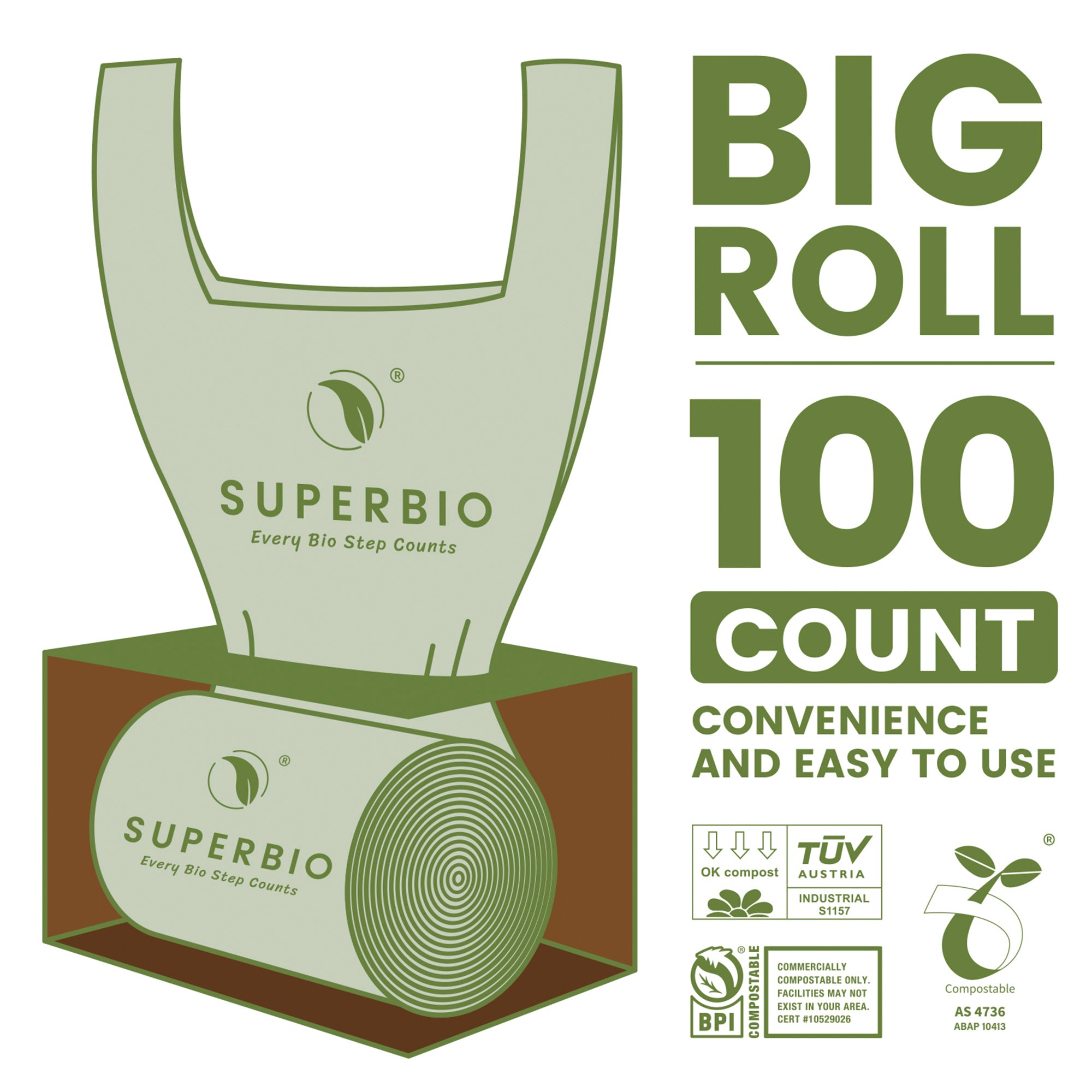 Compostable Garbage Bags, 2.6 Gallon