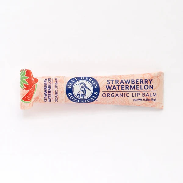 Strawberry waterlmelon Lip Therapy Balm shown in front-facing packaging, formulated with clean, cruelty-free ingredients and sustainable materials.