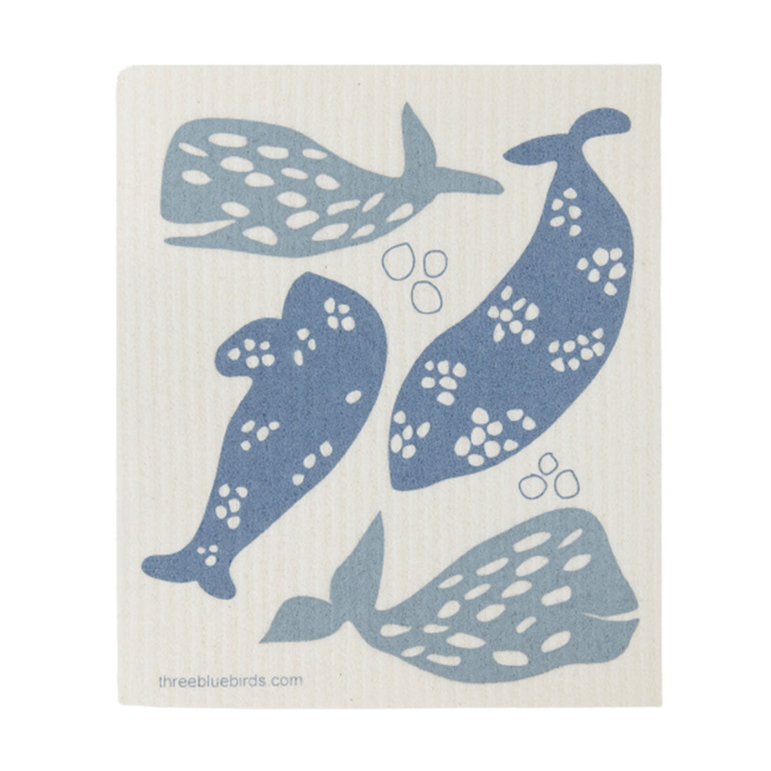 Eco-friendly dishcloth showcasing the graceful silhouettes of blue whales swimming