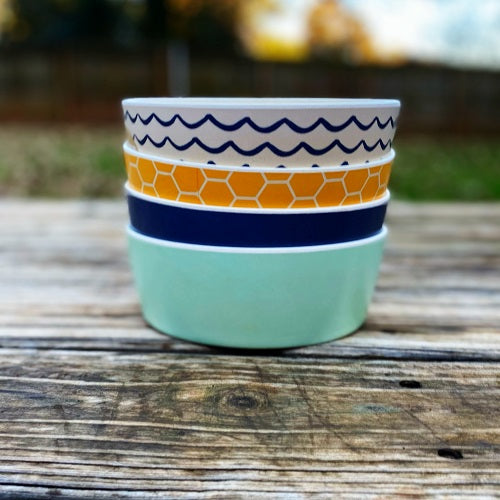 Patterned Bamboo Dog Bowls - 4 styles