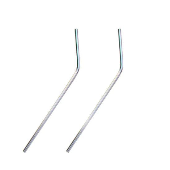 wo bent stainless steel straws shown on a white background, highlighting their durable design and reusable, eco-friendly appeal.