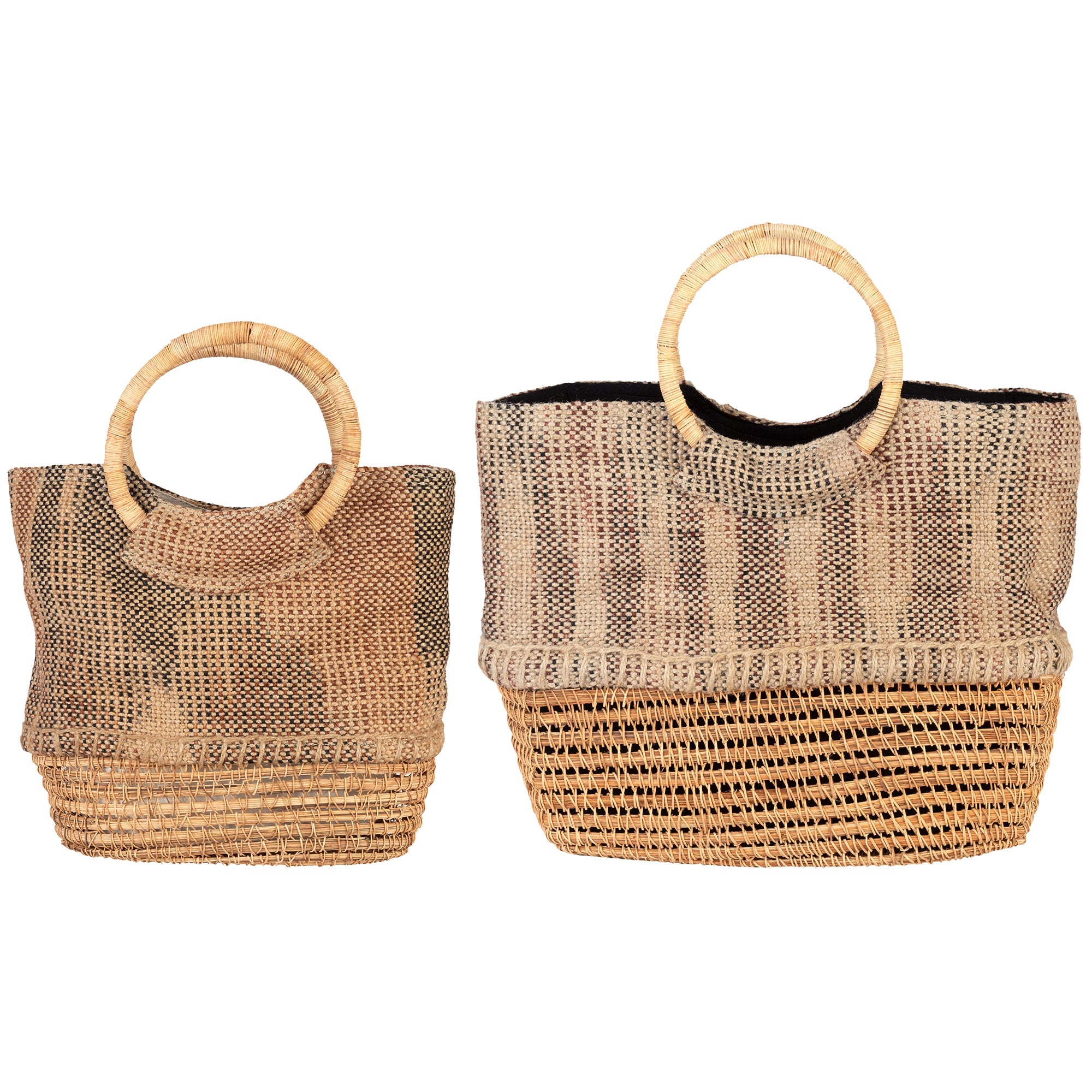 Palm Fiber Tote Handbag with Cotton Lining