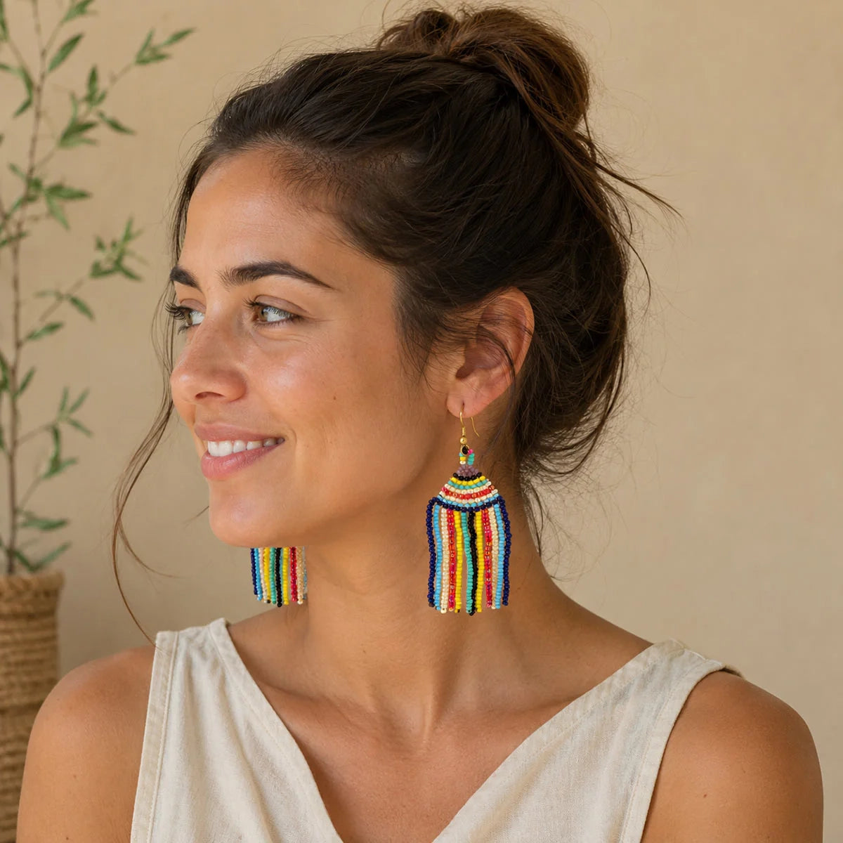 Brilliant Fringe Beaded Earrings