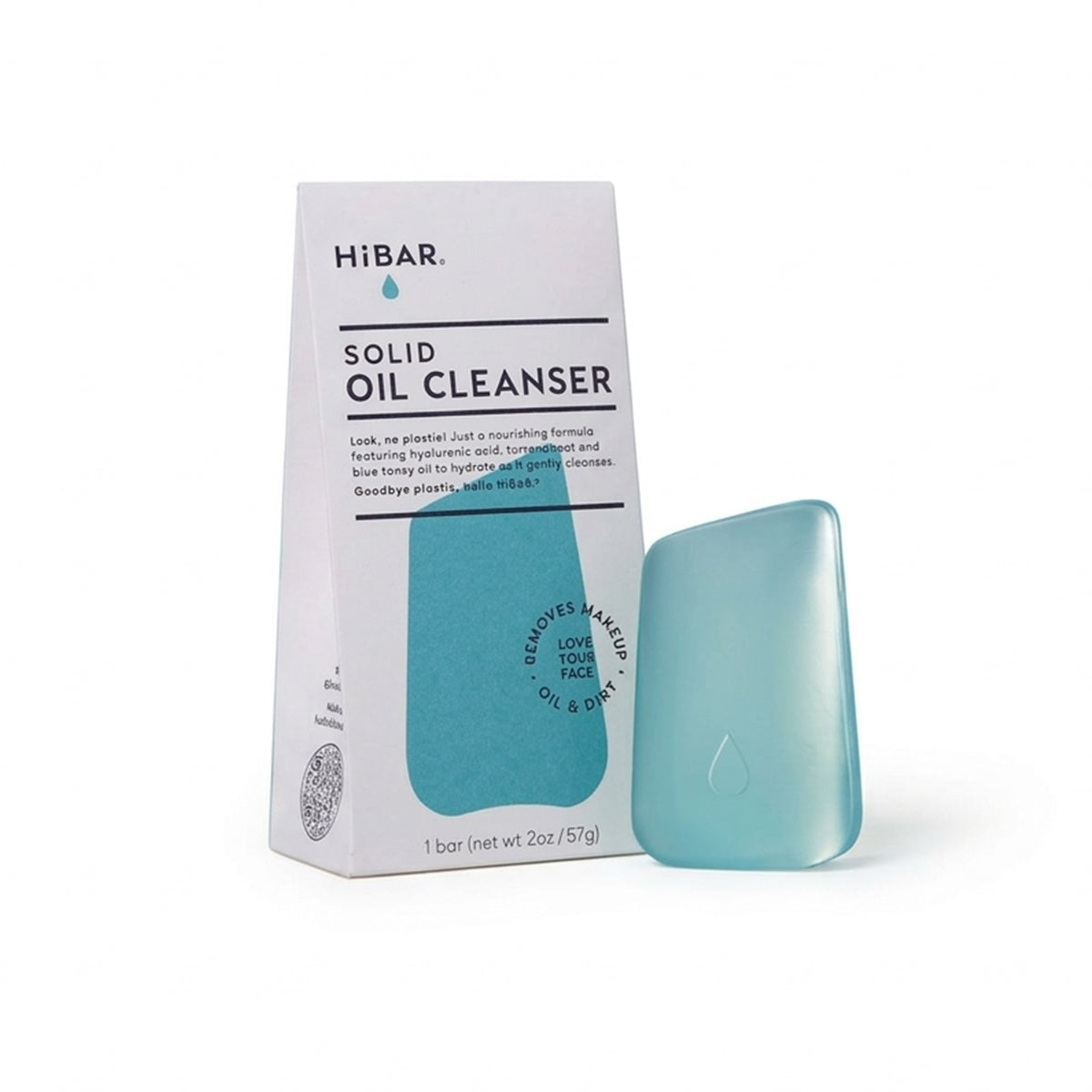 HIBAR solid oil cleanser with packaging on a white background