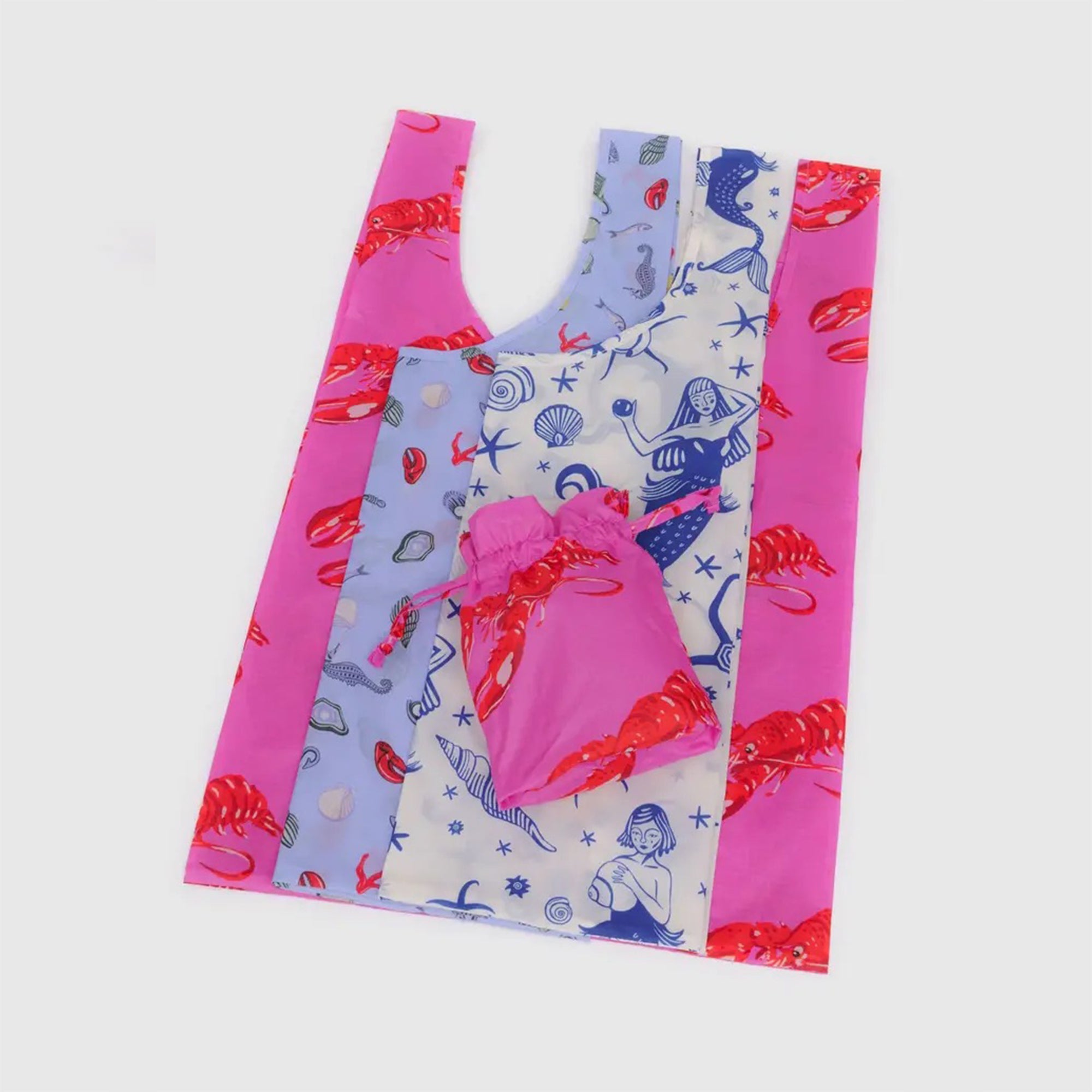 BAGGU Unique Reusable Bags - Set of 3
