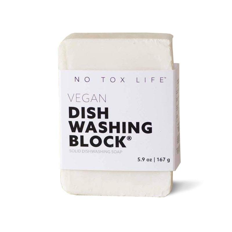 Rectangular solid whote dish soap bar with smooth surface, placed on a white background.