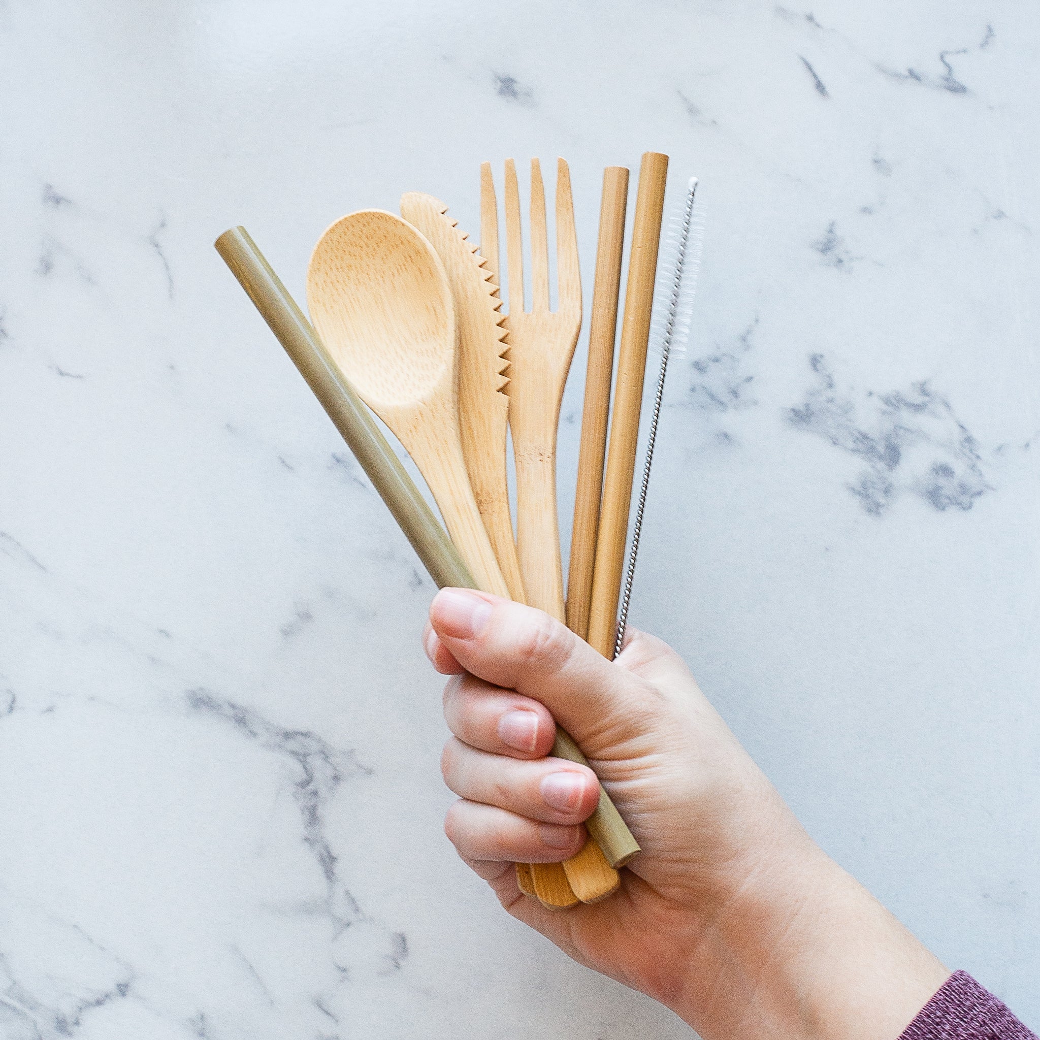 5 Piece Bamboo Kitchen/Cooking Utensils Set, Eco-Friendly Product,  Plastic-Free